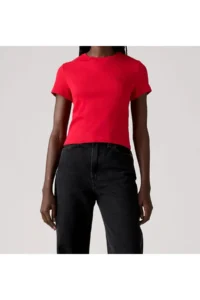 Levi's Women's  SPORTY TEE Red T-Shirt - - Image 3