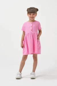Minipodyum Girls Summer Waffle with Pockets Casual Dress - Image 2