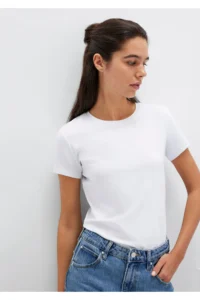 Mavi Stretch White Basic T-Shirt Fitted 162767-620 - Image 2