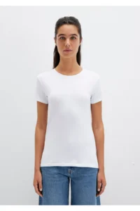 Mavi Stretch White Basic T-Shirt Fitted 162767-620 - Image 3