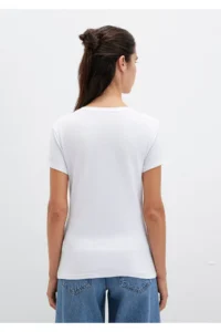Mavi Stretch White Basic T-Shirt Fitted 162767-620 - Image 4