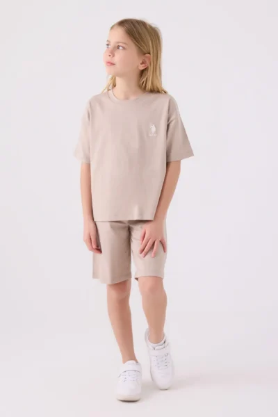 US Polo Assn. Us Polo Shirt Assn Girls' Cream Bermuda Set