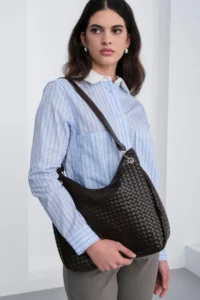 Shule Bags Valerie Braided Shoulder Bag Brown - Image 5