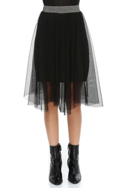 Quincey Women's Black Dore Dore Belted Elastic Tulle Skirt Ek2349