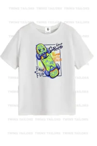 twins tailors Skateboard Printed 3 Pack Unisex White-Black-Grey Kids T-Shirt/T-Shirt - Image 3