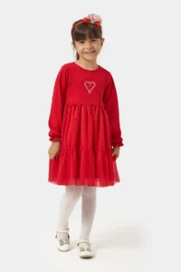 Minipodyum Glitter Tulle Girl's New Year Dress with Crown Gift