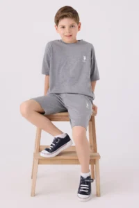 US Polo Assn. U.s. Polo Shirt Assn Boys' Gray Bermuda Set - Image 3