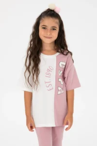 US Polo Assn. Girl's Pink Shorts Top and Bottom Set -VR041 - Image 2
