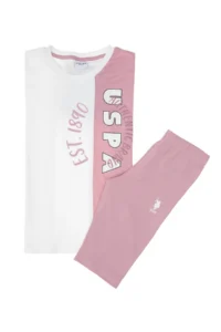 US Polo Assn. Girl's Pink Shorts Top and Bottom Set -VR041 - Image 4