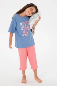US Polo Assn. Girls' Blue Capri Bottom Top Set -VR036 - Image 2