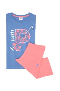 US Polo Assn. Girls' Blue Capri Bottom Top Set -VR036 - Image 3