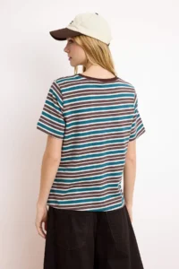 TRENDYOLMİLLA Multicolored Regular/Normal Pattern Short Sleeve Soild 100% Cotton Knitting T-Shirt - Image 4