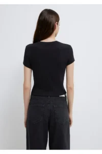 Mavi Black Basic Crop T-Shirt Crop / Short Cut - Image 6