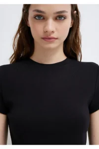 Mavi Black Basic Crop T-Shirt Crop / Short Cut - Image 7