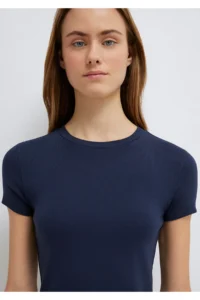 Mavi Navy Blue Basic Crop T-Shirt Crop / Short Cut -85315 - Image 6