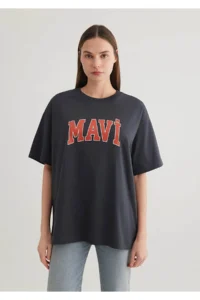 Mavi Logo Printed Anthracite Women T-Shirt m - Image 2