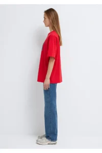 Mavi Logo Printed Red T-Shirt Oversize / Wide Cut -82054 - Image 4