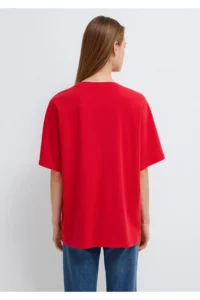 Mavi Logo Printed Red T-Shirt Oversize / Wide Cut -82054 - Image 5