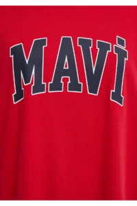 Mavi Logo Printed Red T-Shirt Oversize / Wide Cut -82054 - Image 7