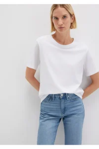 Mavi Crew Neck White Basic T-Shirt Regular Fit / Normal Cut