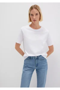 Mavi Crew Neck White Basic T-Shirt Regular Fit / Normal Cut - Image 2