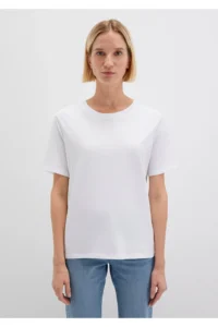 Mavi Crew Neck White Basic T-Shirt Regular Fit / Normal Cut - Image 3