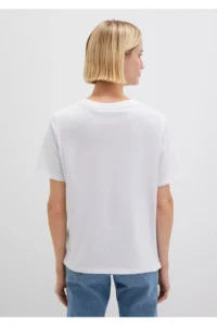 Mavi Crew Neck White Basic T-Shirt Regular Fit / Normal Cut - Image 4