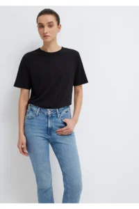 Mavi Crew Neck Black Basic T-Shirt Regular Fit / Normal Cut - Image 2