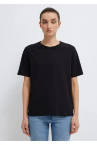 Mavi Crew Neck Black Basic T-Shirt Regular Fit / Normal Cut - Image 3