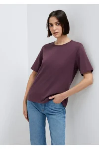 Mavi Crew Neck Purple Basic T-Shirt Regular Fit / Normal Cut -70434