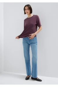 Mavi Crew Neck Purple Basic T-Shirt Regular Fit / Normal Cut -70434 - Image 2