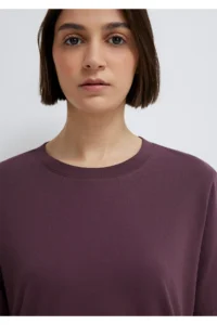 Mavi Crew Neck Purple Basic T-Shirt Regular Fit / Normal Cut -70434 - Image 6