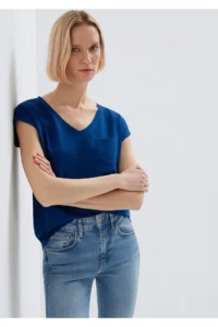 Mavi Navy Blue Basic T-Shirt with Pockets Loose Fit / Loosely Comfortable Cut - Image 2