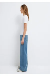 Mavi Lux Touch White Basic Modal T-Shirt Fitted - Image 4