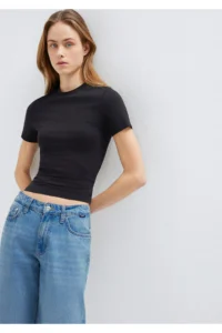 Mavi Lux Touch Black Basic Modal T-Shirt Fitted