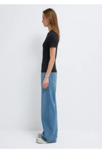 Mavi Lux Touch Black Basic Modal T-Shirt Fitted - Image 4