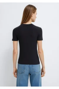 Mavi Lux Touch Black Basic Modal T-Shirt Fitted - Image 5