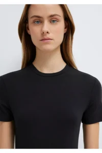 Mavi Lux Touch Black Basic Modal T-Shirt Fitted - Image 6