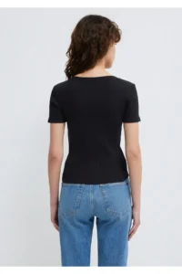 Mavi Black Basic V-Neck T-Shirt Fitted - Image 5