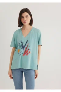 Mavi Printed Green Istanbul T-Shirt Loose Fit / Loosely Comfortable Cut - Image 2
