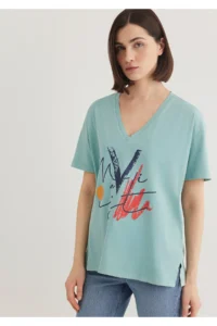 Mavi Printed Green Istanbul T-Shirt Loose Fit / Loosely Comfortable Cut - Image 3