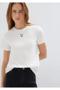 Mavi Logo Printed White T-Shirt Semi Slim Fit / Semi Slim Fit - Image 3