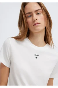 Mavi Logo Printed White T-Shirt Semi Slim Fit / Semi Slim Fit - Image 4