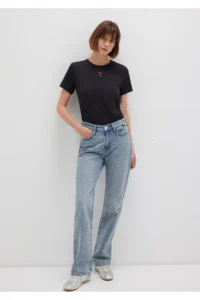 Mavi Logo Printed Black T-Shirt Semi Slim Fit / Semi Slim Fit - Image 2