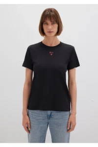 Mavi Logo Printed Black T-Shirt Semi Slim Fit / Semi Slim Fit - Image 4