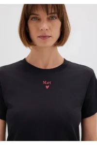 Mavi Logo Printed Black T-Shirt Semi Slim Fit / Semi Slim Fit - Image 6