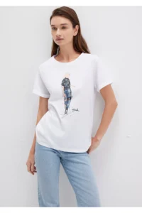 Mavi Denim Girl Printed White Istanbul T-Shirt Regular Fit / Normal Cut - Image 2