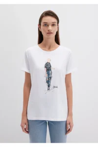Mavi Denim Girl Printed White Istanbul T-Shirt Regular Fit / Normal Cut - Image 4