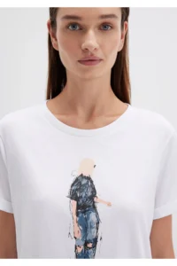 Mavi Denim Girl Printed White Istanbul T-Shirt Regular Fit / Normal Cut - Image 6