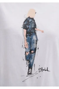 Mavi Denim Girl Printed White Istanbul T-Shirt Regular Fit / Normal Cut - Image 7